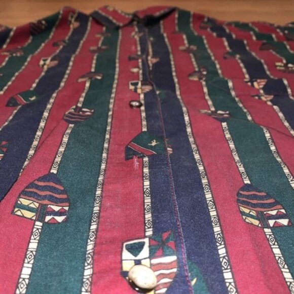 Red Rover Men’s Button Down Long Sleeve Shirt Red Green Size Small - Picture 4 of 9